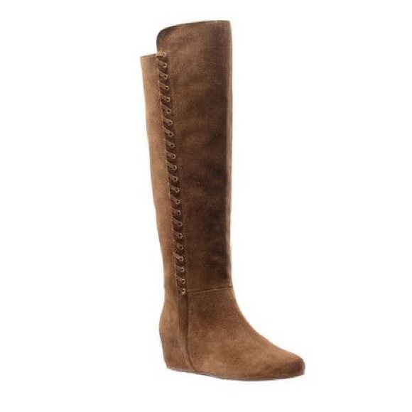 Isola Shoes - Tall Wedge Boot Isola Tan Boho Leather Suede Lace